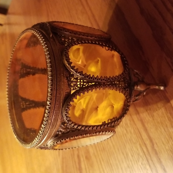 Antique Ormolu Filigree Footed Jewelry Box - Picture 6 of 16